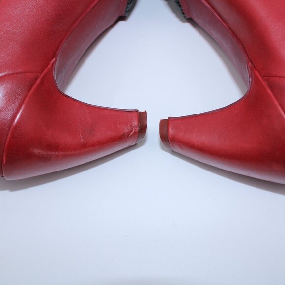 Tsubo Red Leather Heels Pumps Size 7.5 - Picture 7 of 8